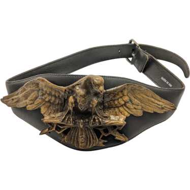 Vintage Women's Waist Belt with Large Bronze Eagle - image 1