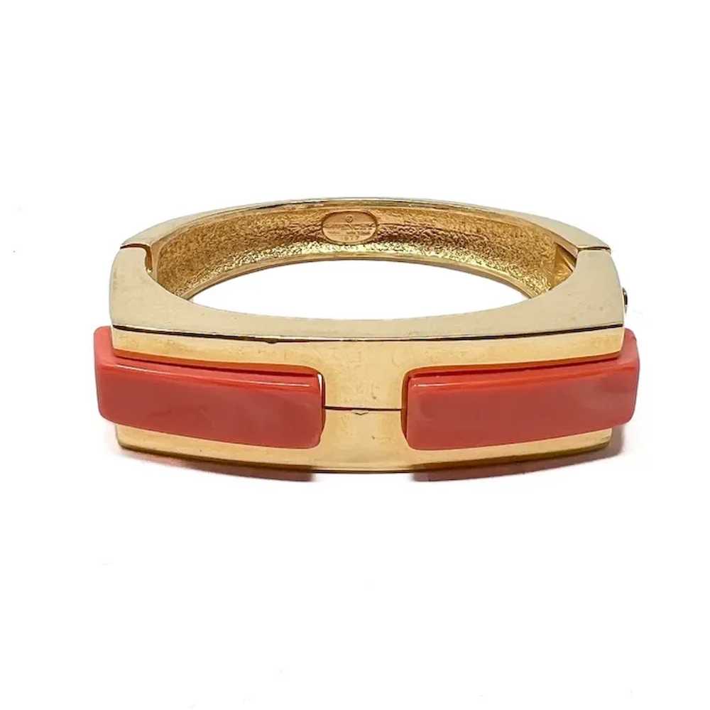 Givenchy 1977 Gold Plate and Orange Lucite Vintag… - image 4