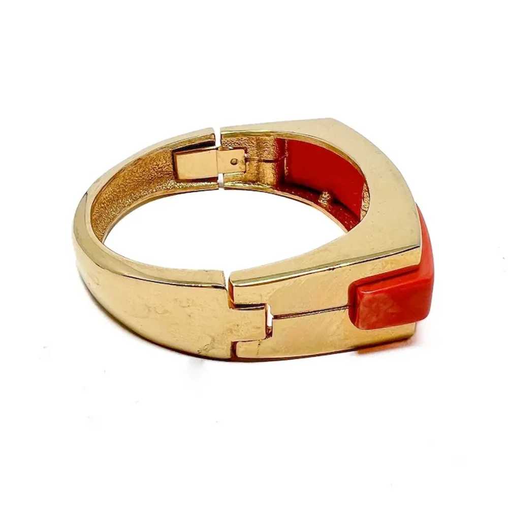Givenchy 1977 Gold Plate and Orange Lucite Vintag… - image 6