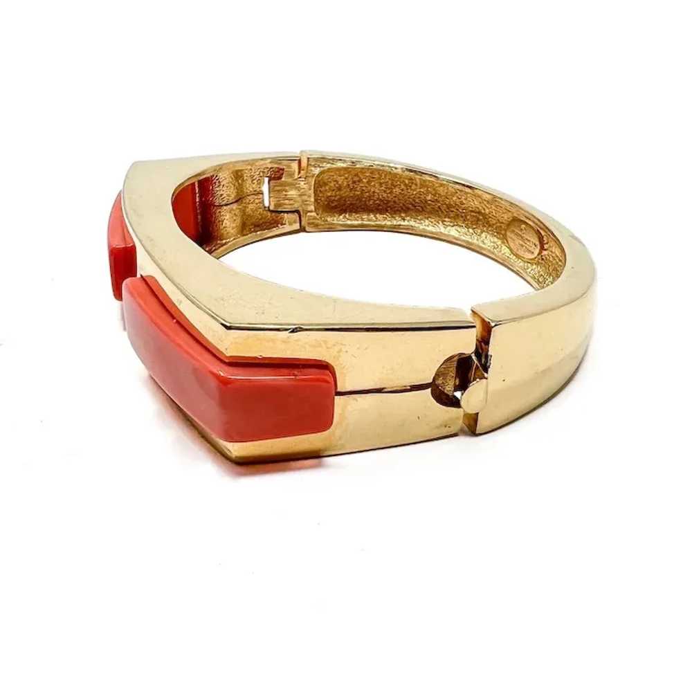 Givenchy 1977 Gold Plate and Orange Lucite Vintag… - image 8