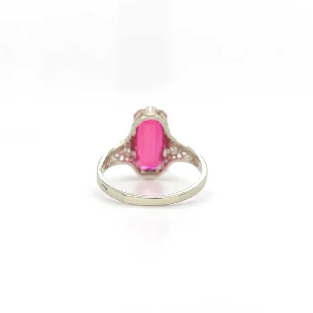Deco 14K Filigree Synthetic Ruby Ring - image 5