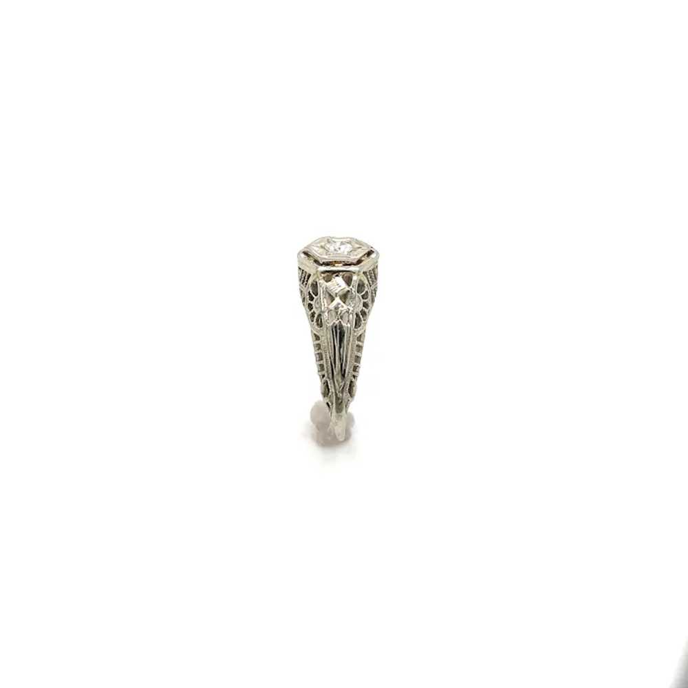 18K white gold Filigree Ring with .08ct Diamond - image 2