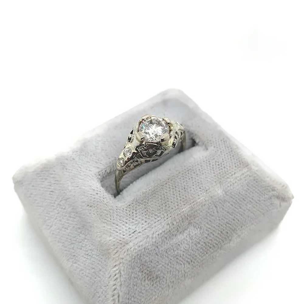 18K white gold Filigree Ring with .08ct Diamond - image 3
