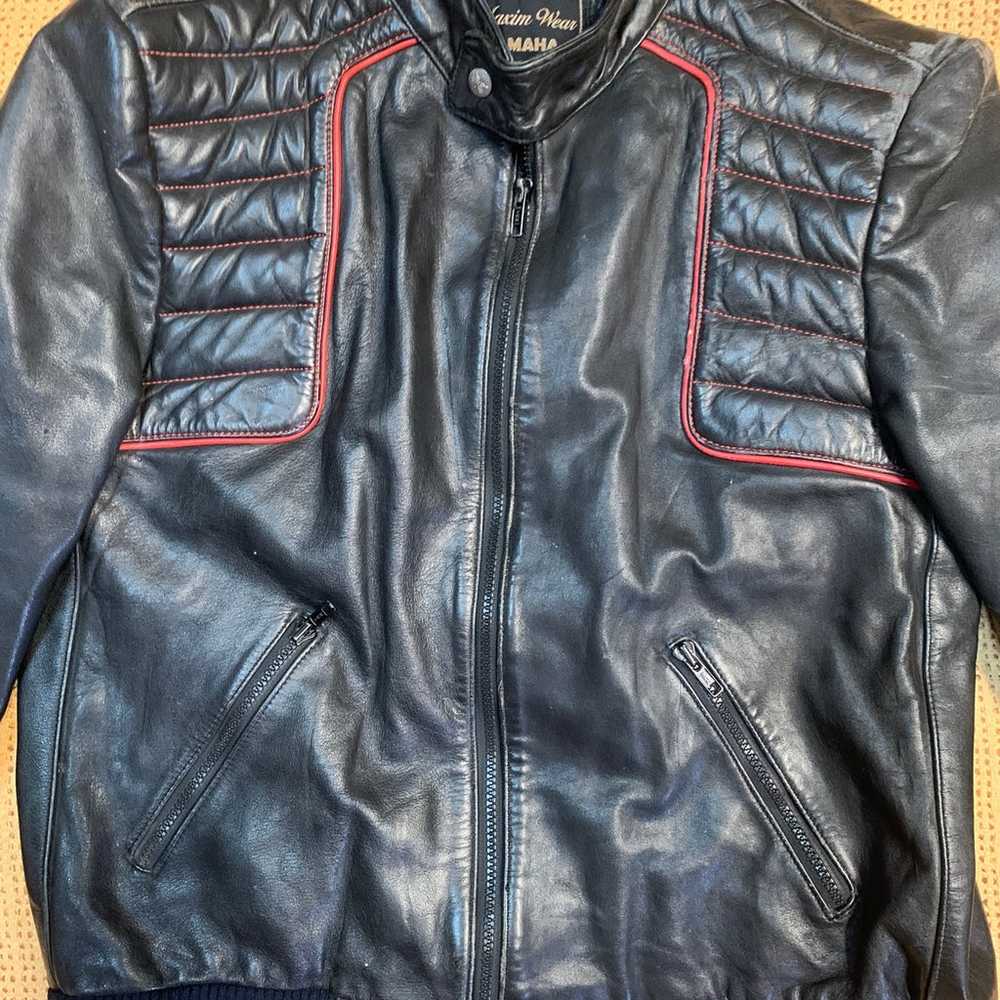 Maxim Wear Yamaha 100% Leather Jacket Vintage Men… - image 2