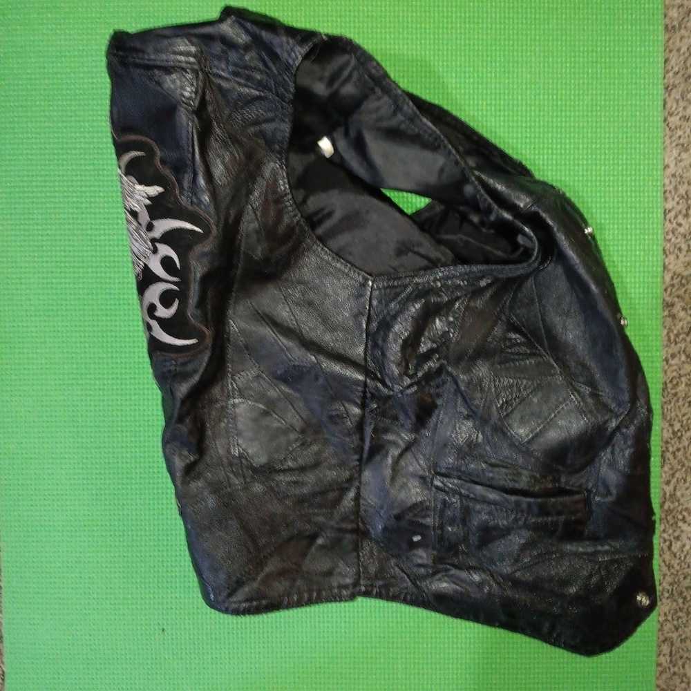 Vintage y2k embroided leather jacket - image 2