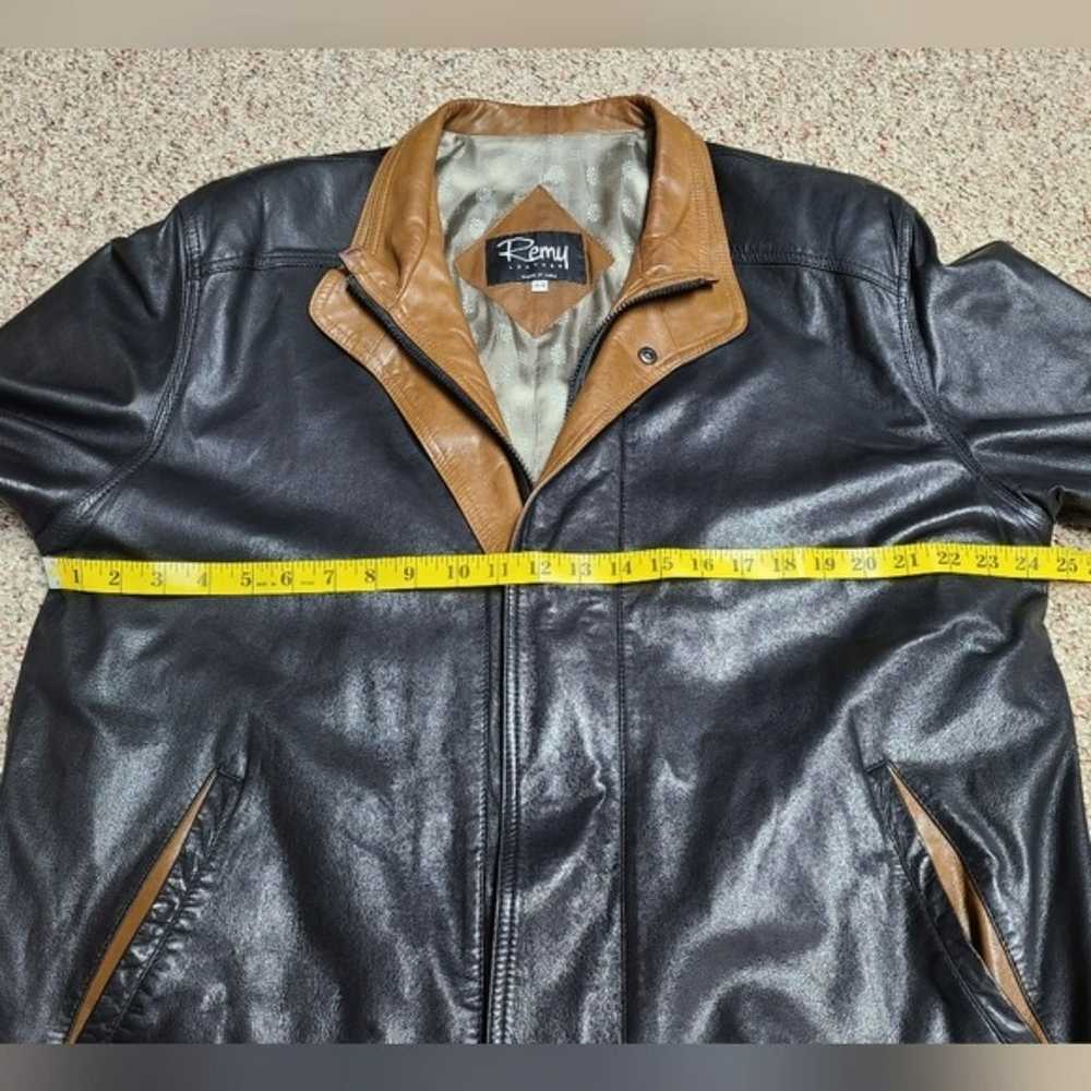 VTG Remy Bomber Leather Coat Double Collar Black … - image 3
