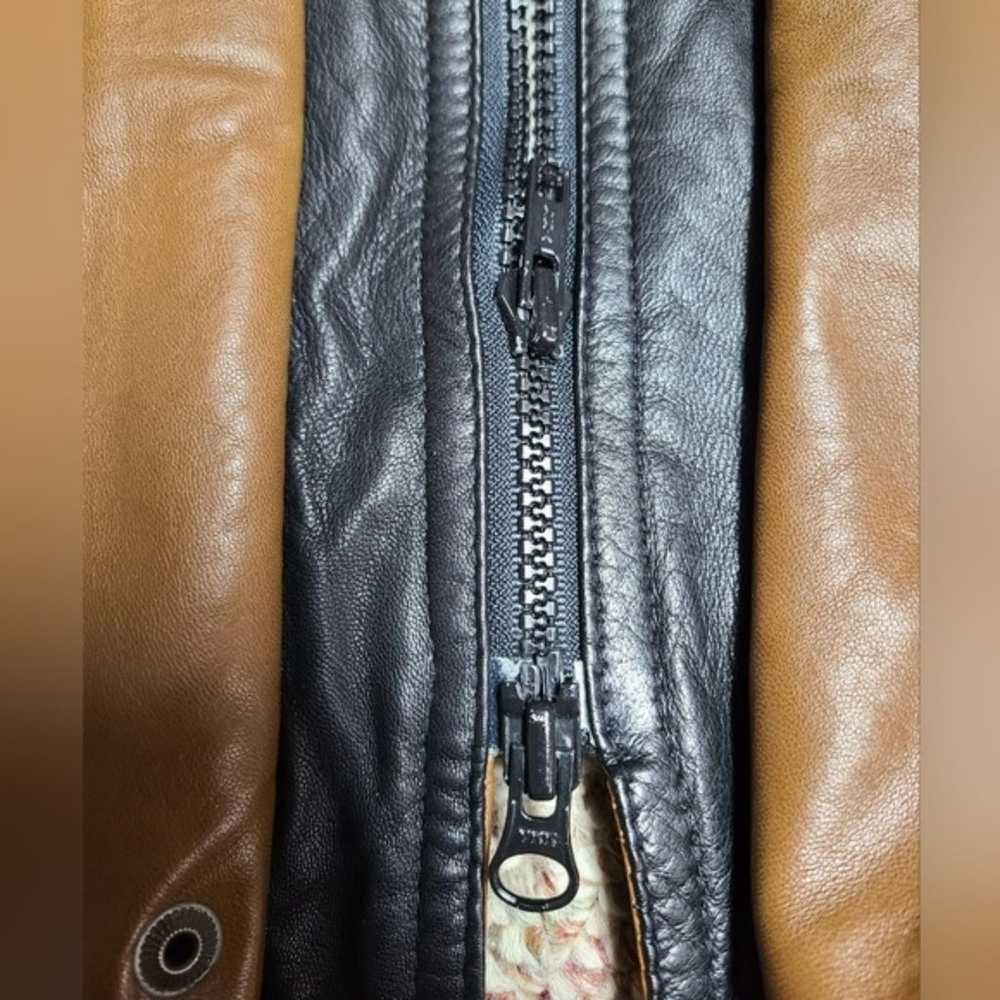 VTG Remy Bomber Leather Coat Double Collar Black … - image 5
