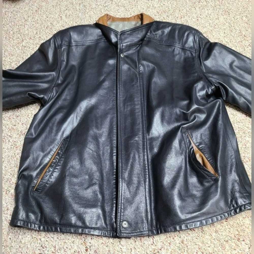 VTG Remy Bomber Leather Coat Double Collar Black … - image 9