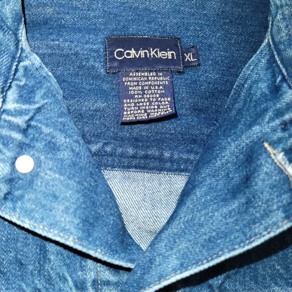 Vintage Calvin Klein Blue Jean Jacket Size XL Mad… - image 2