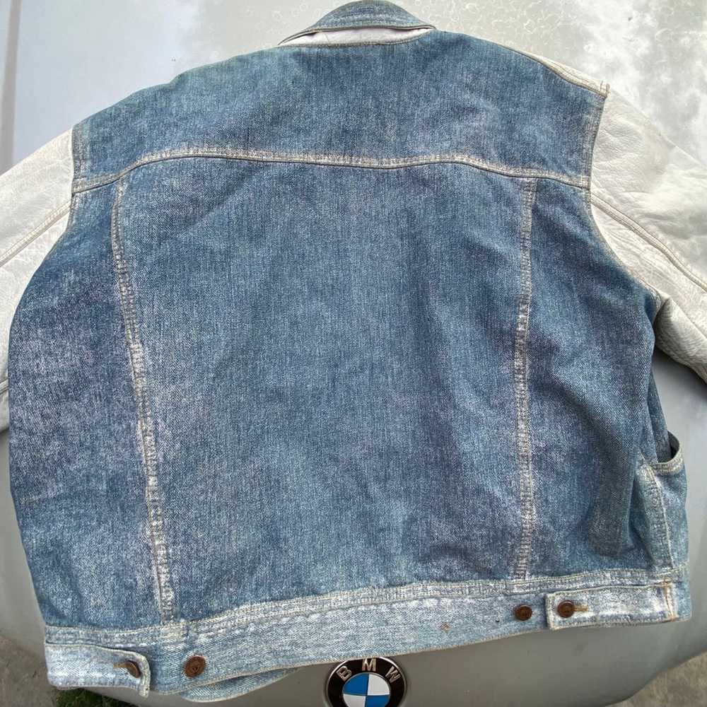 Vintage 80’s Guess denim leather jacket - image 5