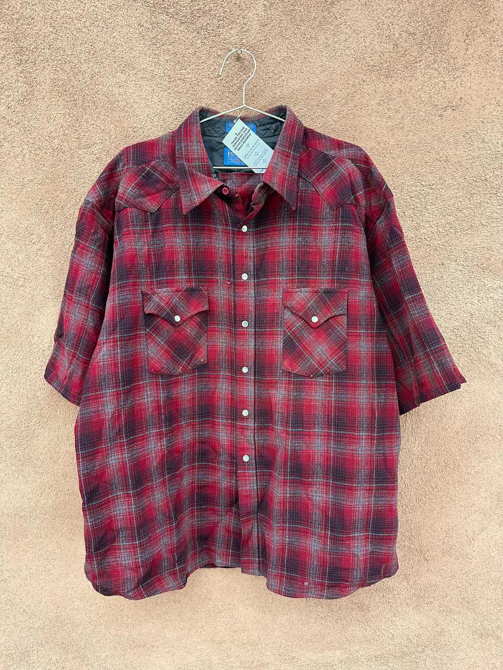 Short Sleeve Red/Gray Plaid Pendleton - XXL - as … - image 1