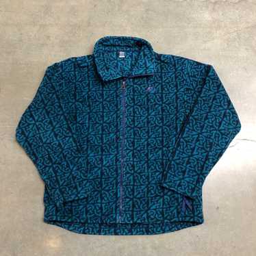 Vintage 1990s Patterned Fleece Quarter Zip Sweater / Outdoorsman / 90s  Sweater / Streetwear / Hiking / Fleece Zip up / 90s Fleece / Abstract 