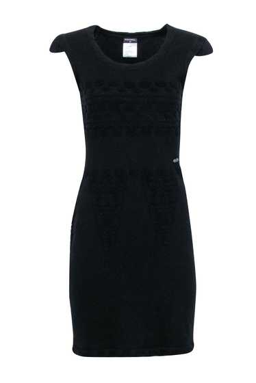 Chanel - Black Wool Blend Cap Sleeve Dress Sz 4