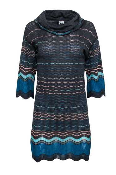 Missoni - Grey & Blue Knit Turtle Neck Dress Sz 2