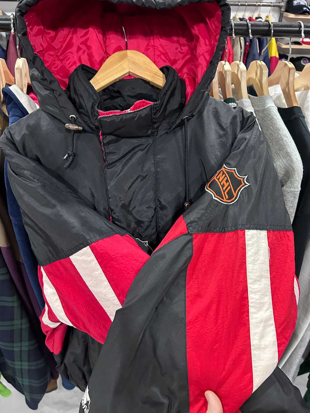 Vintage Starter Chicago Blackhawks pullover Jacke… - image 3