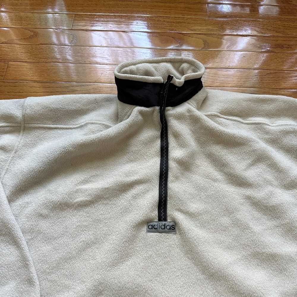 VTG Adidas Light Creme 1/4 Zip Essential Fleece S… - image 2