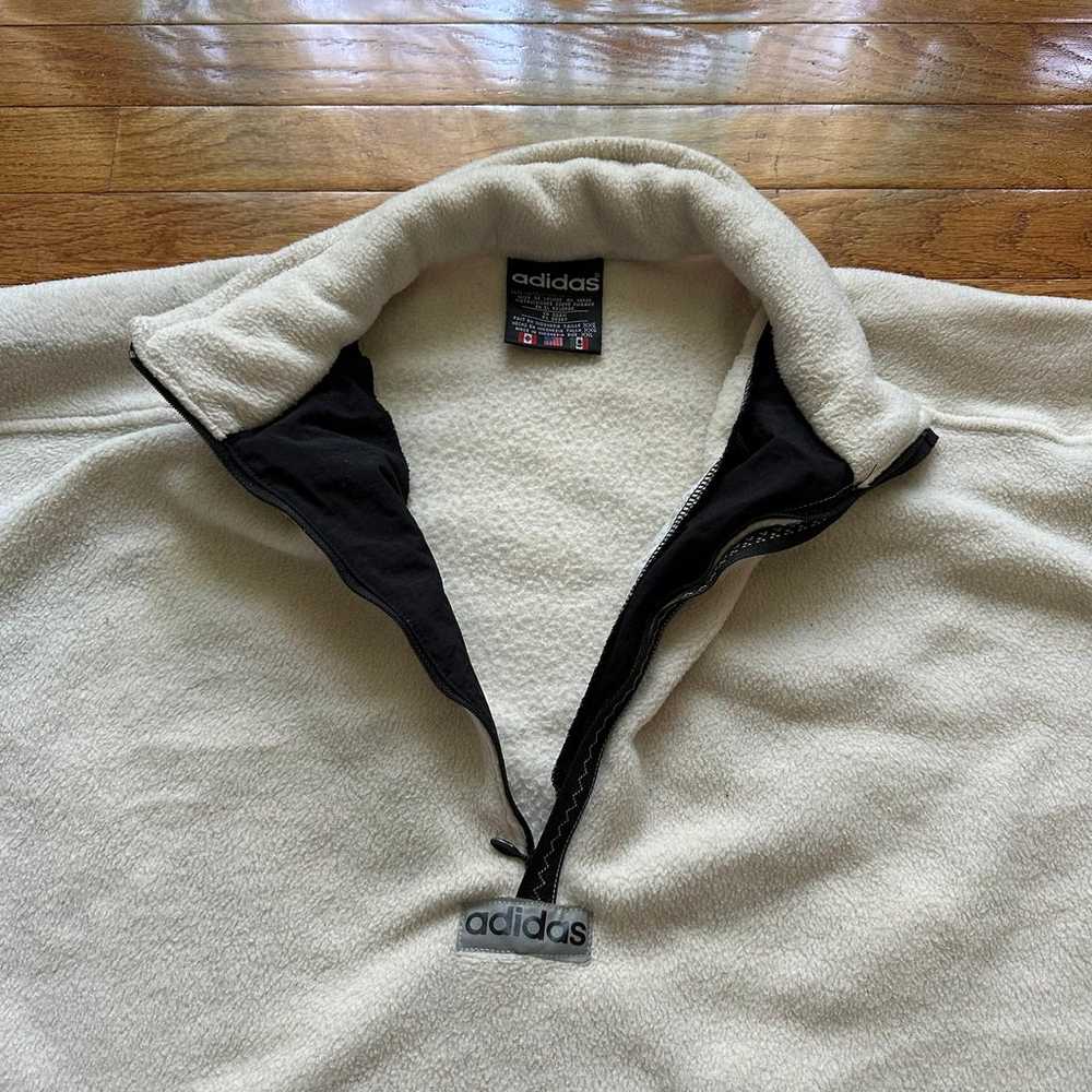VTG Adidas Light Creme 1/4 Zip Essential Fleece S… - image 4