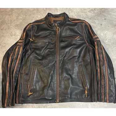 Vintage Black Rivet Black Leather Motorcycle Jack… - image 1