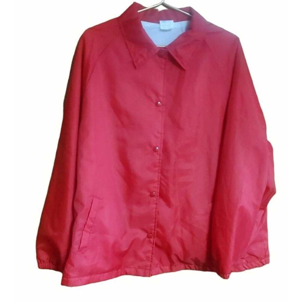 Vintage Nylon Windbreaker Jacket Adult Red Track … - image 1