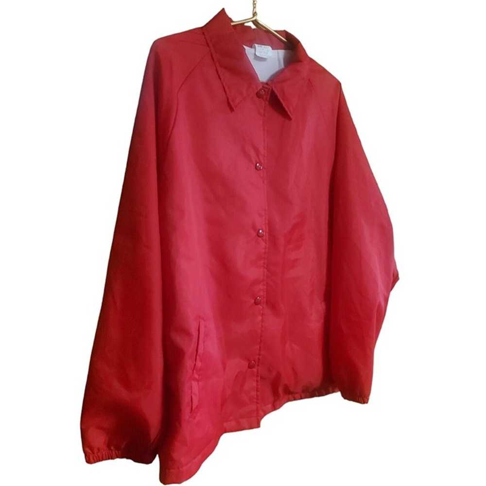 Vintage Nylon Windbreaker Jacket Adult Red Track … - image 2