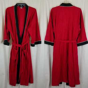 Harcourt Red & Black Velour Wrap Bath Robe Mens O… - image 1