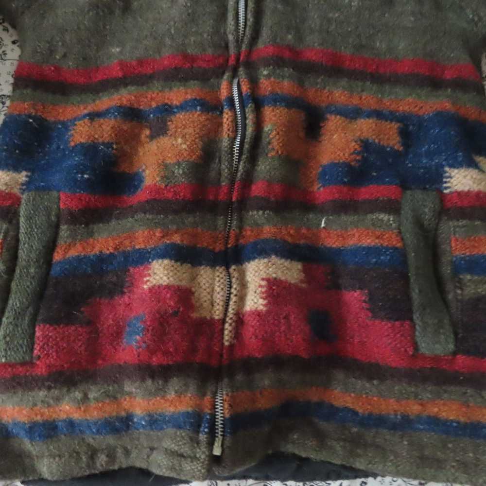 vintage lined handmade unbranded wool aztec jacke… - image 2