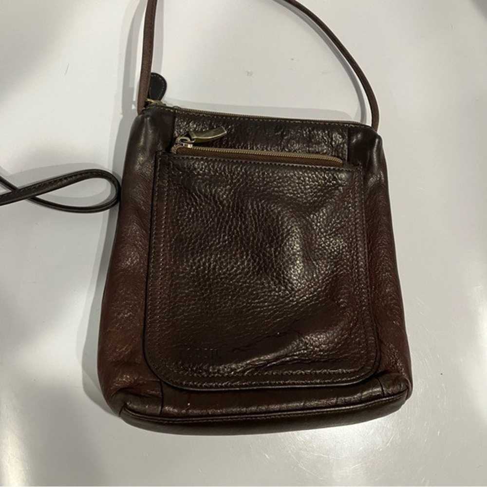 Vintage Fossil mini leather crossbody bag brown - image 1