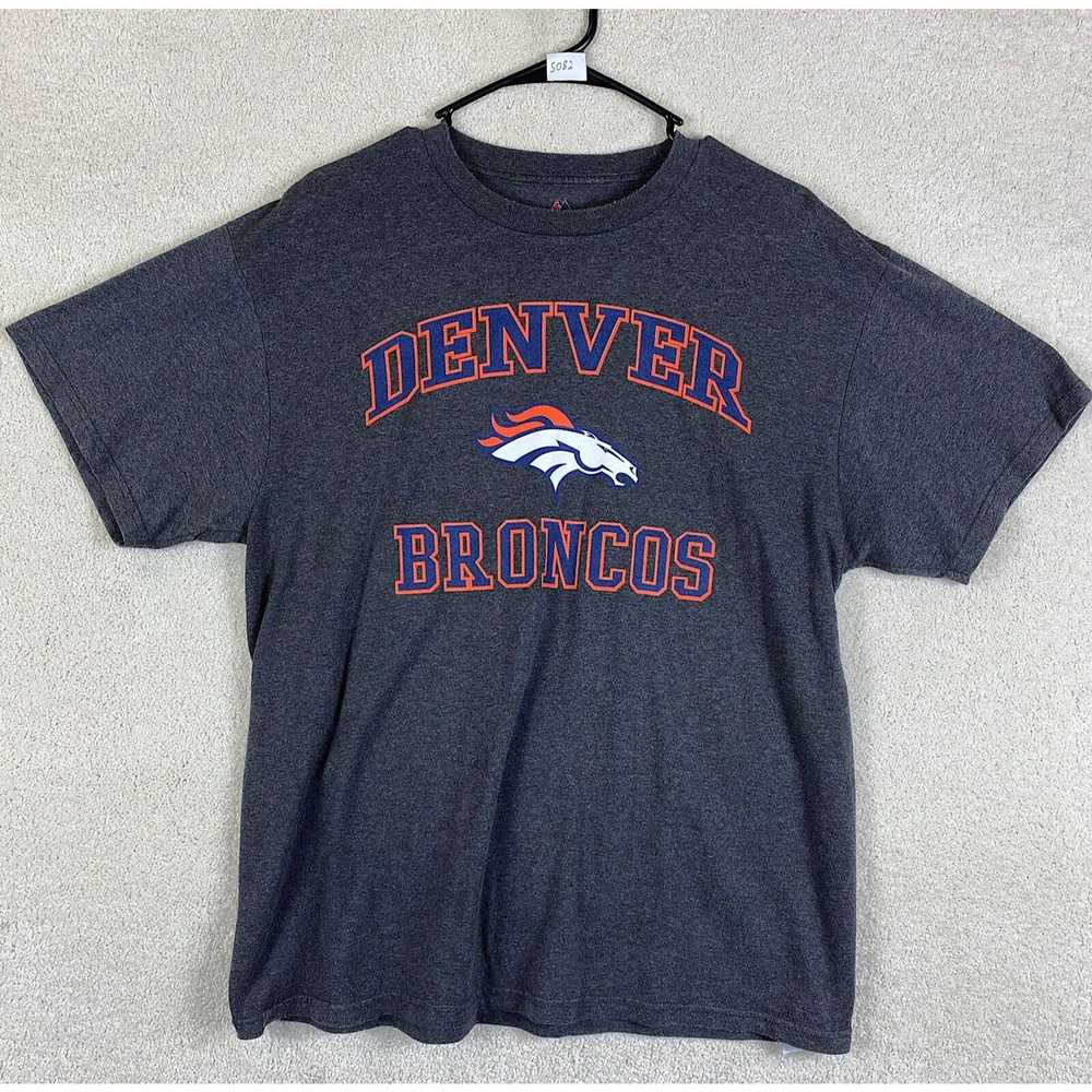 Majestic Denver Broncos Large L Gray T Shirt NFL … - image 1