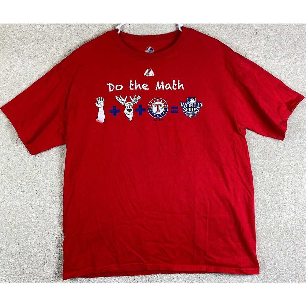 Majestic Texas Rangers MLB T Shirt L Red Adult Si… - image 1