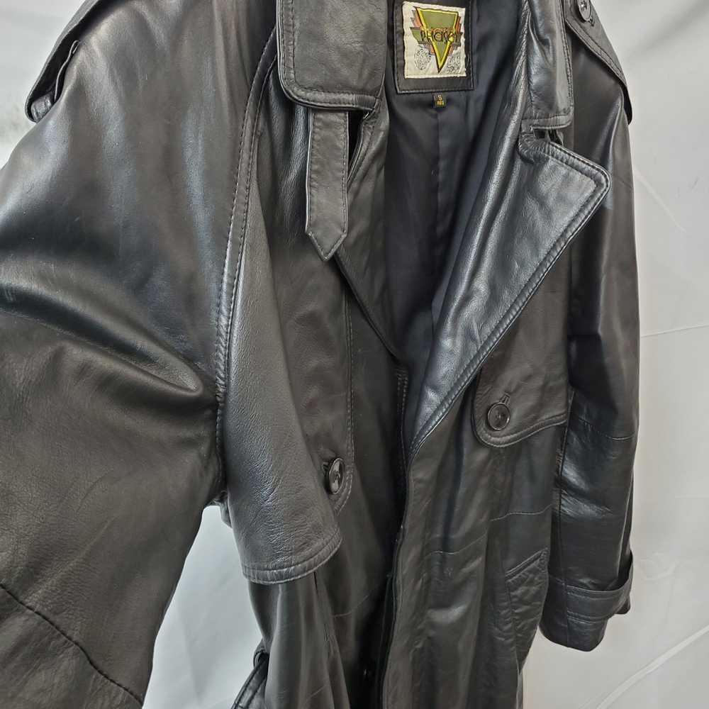 Black Leather Phase 2 Trench Coat Size S - image 2