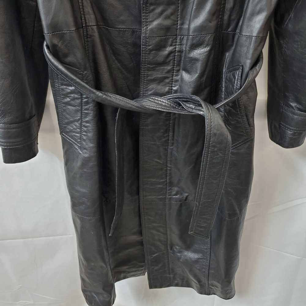 Black Leather Phase 2 Trench Coat Size S - image 3
