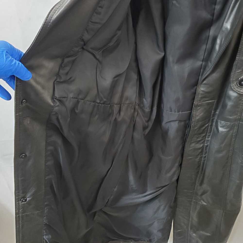 Black Leather Phase 2 Trench Coat Size S - image 4