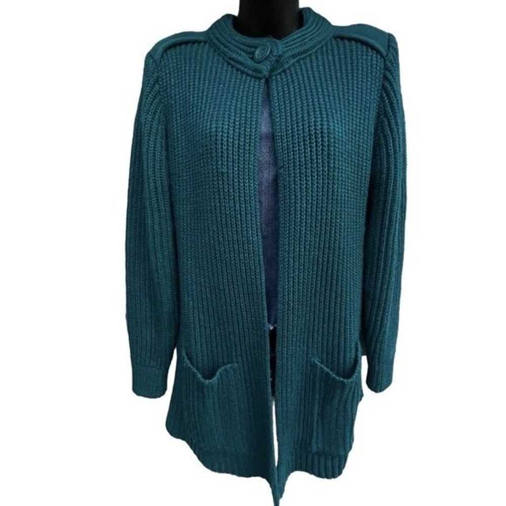 VTG 90s Teal Christmas High Neck One Button Ribbe… - image 2