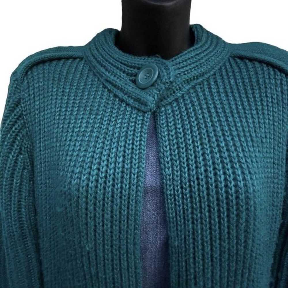 VTG 90s Teal Christmas High Neck One Button Ribbe… - image 3