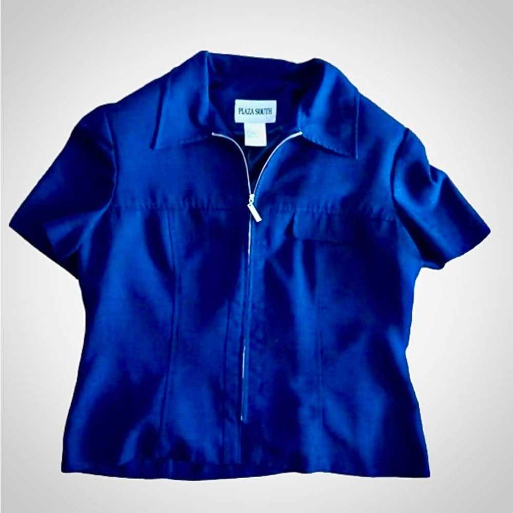 Plaza South Vintage Blue Bomber Jacket Shirt Shac… - image 1