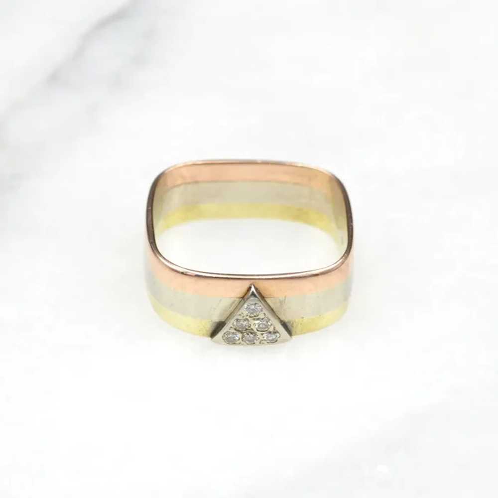 Tricolor Rose, White and Yellow 14k Gold and Diam… - image 3