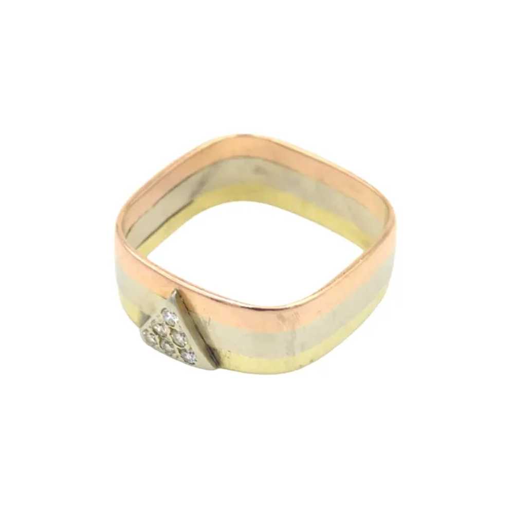 Tricolor Rose, White and Yellow 14k Gold and Diam… - image 7