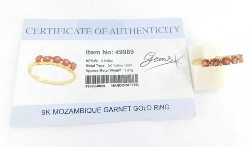 Five Stone Mozambique GARNET 9k Yellow Gold Ring - image 8