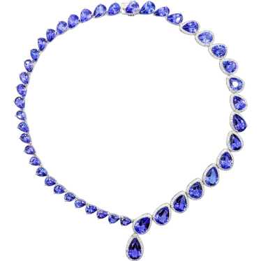 89ctw Tanzanite & Diamond Necklace in White Gold