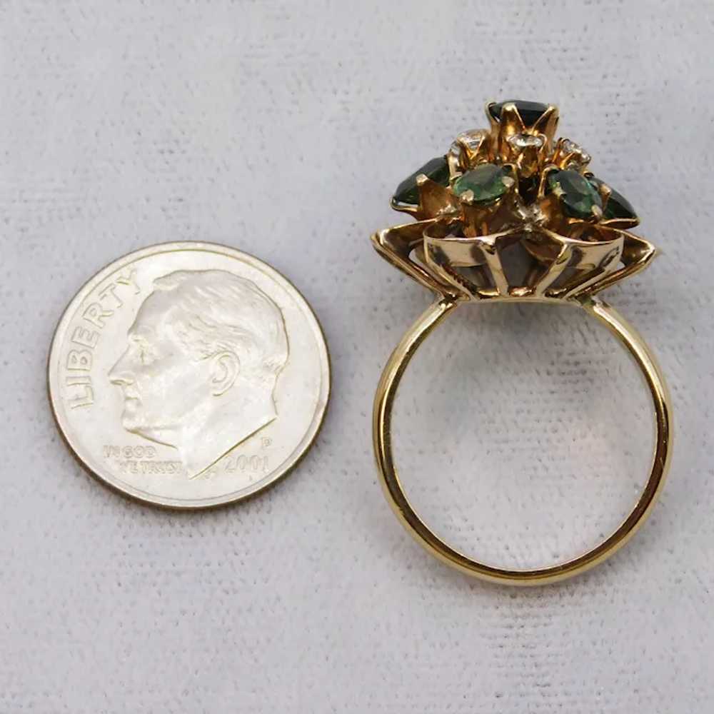 Vintage Thai Princess 10K Yellow Gold Ring Green … - image 12