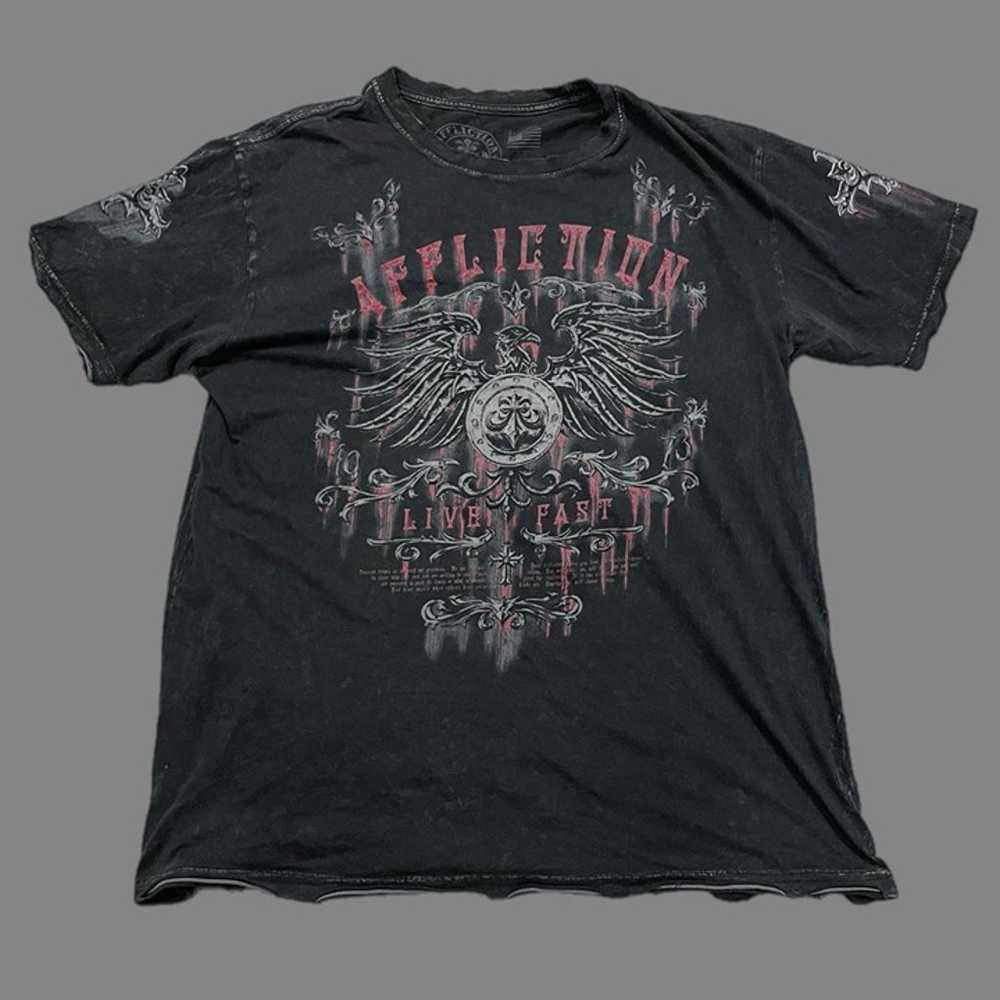 2000s Grungy affliction graphic tee shirt - image 1