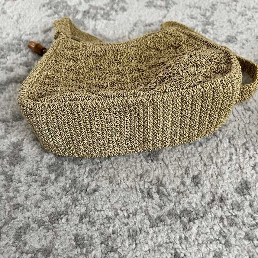 Liz Claiborne Vintage Tan Crochet Woven Shoulder … - image 12