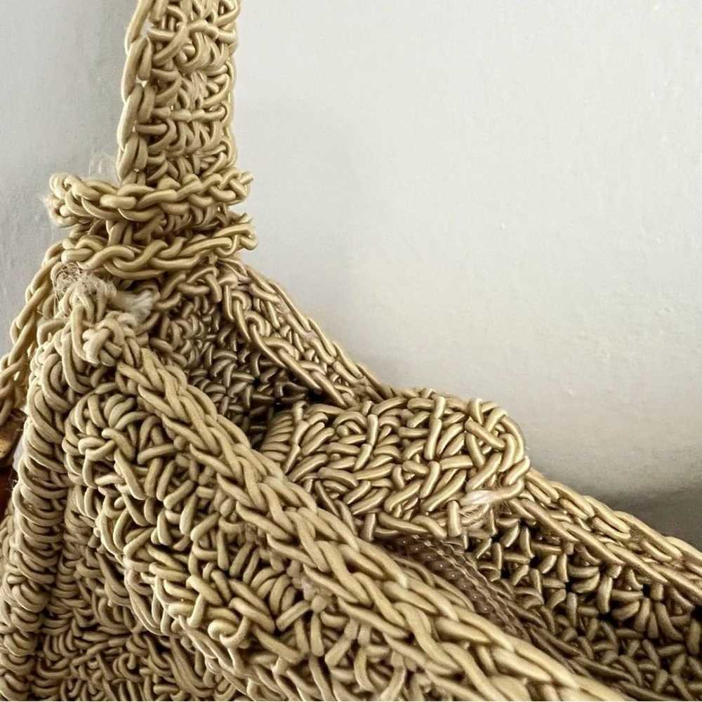 Liz Claiborne Vintage Tan Crochet Woven Shoulder … - image 6