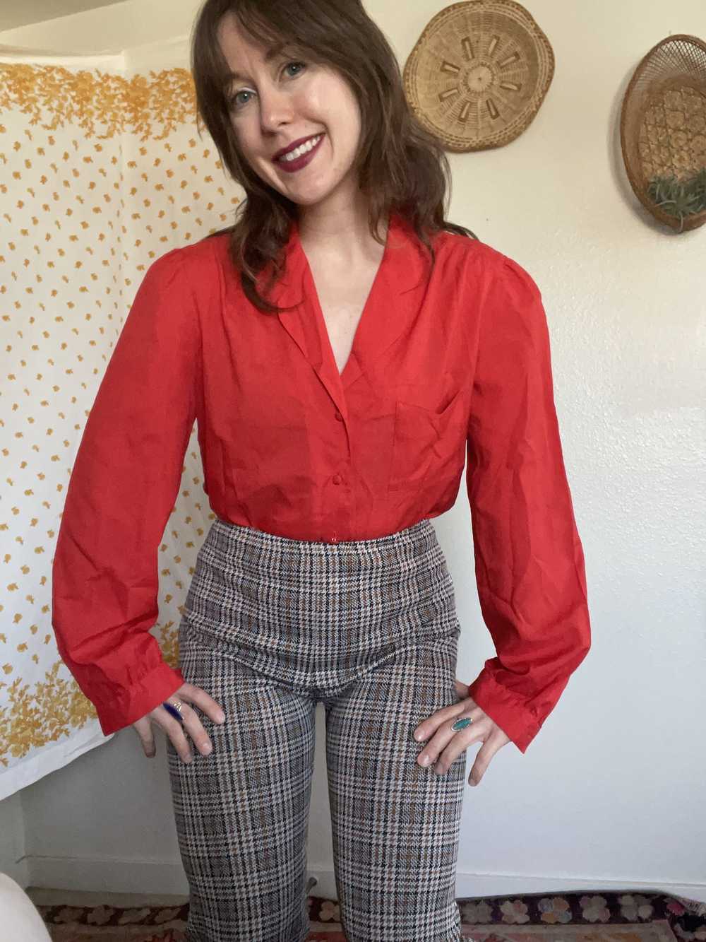 Vintage Vintage Romantic Red Jasara Button Down B… - image 3