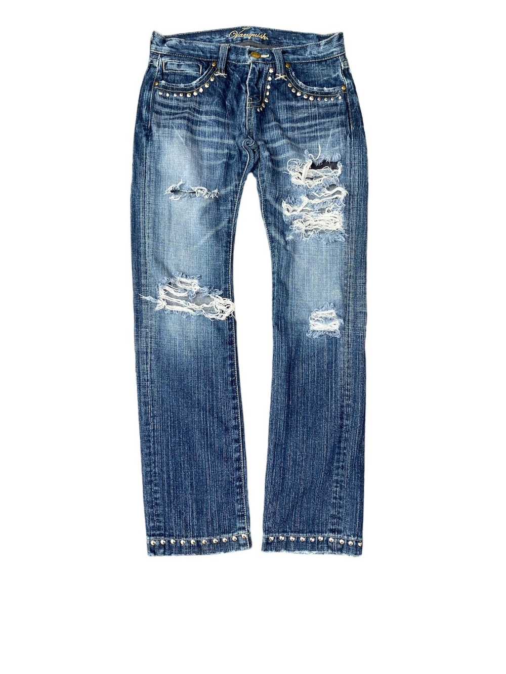 Vanquish Vanquish Gold Distressed Studded Jeans - image 1