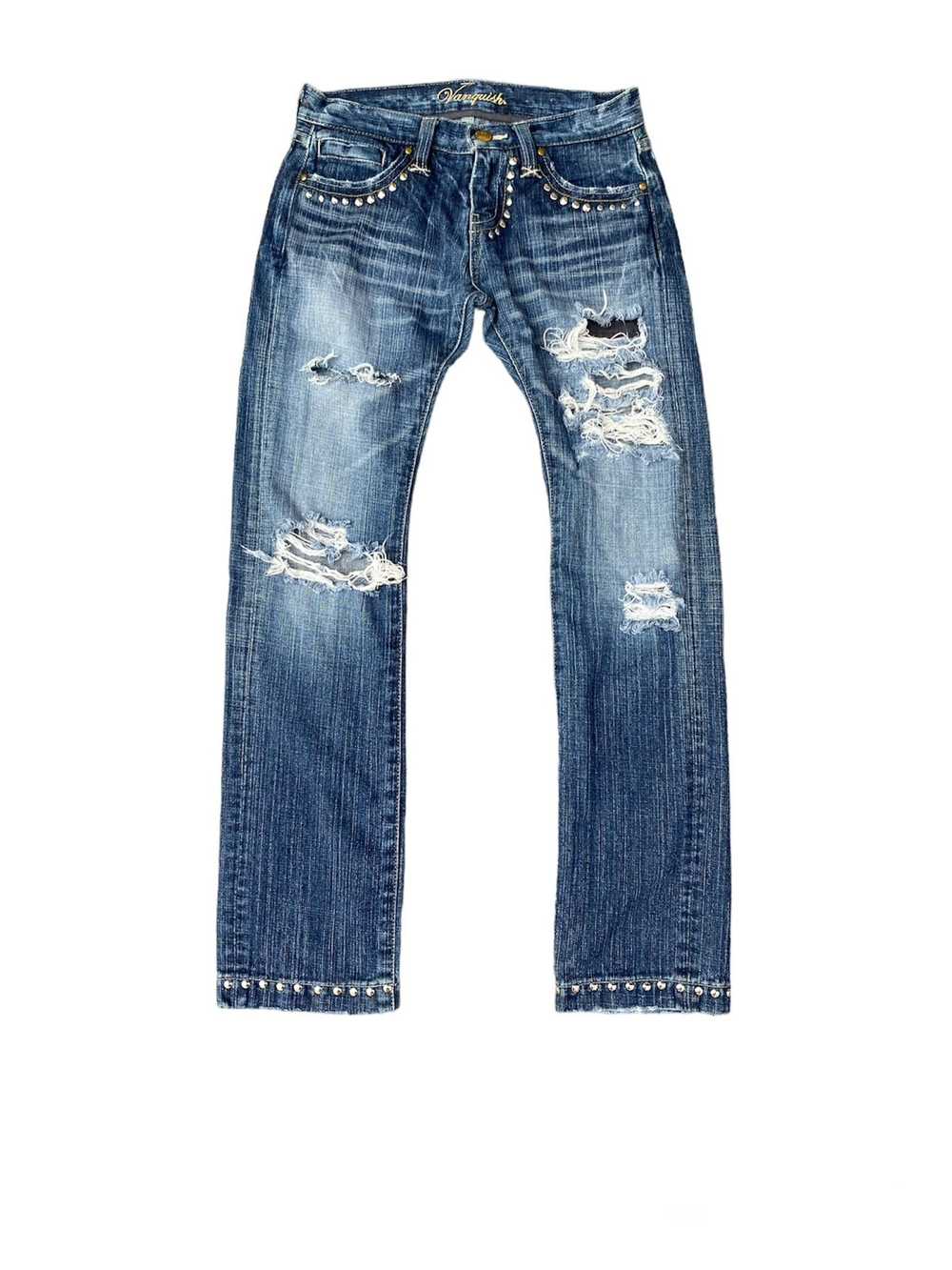 Vanquish Vanquish Gold Distressed Studded Jeans - image 2