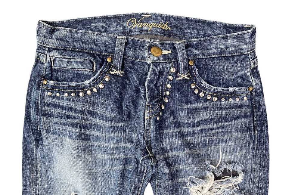 Vanquish Vanquish Gold Distressed Studded Jeans - image 4