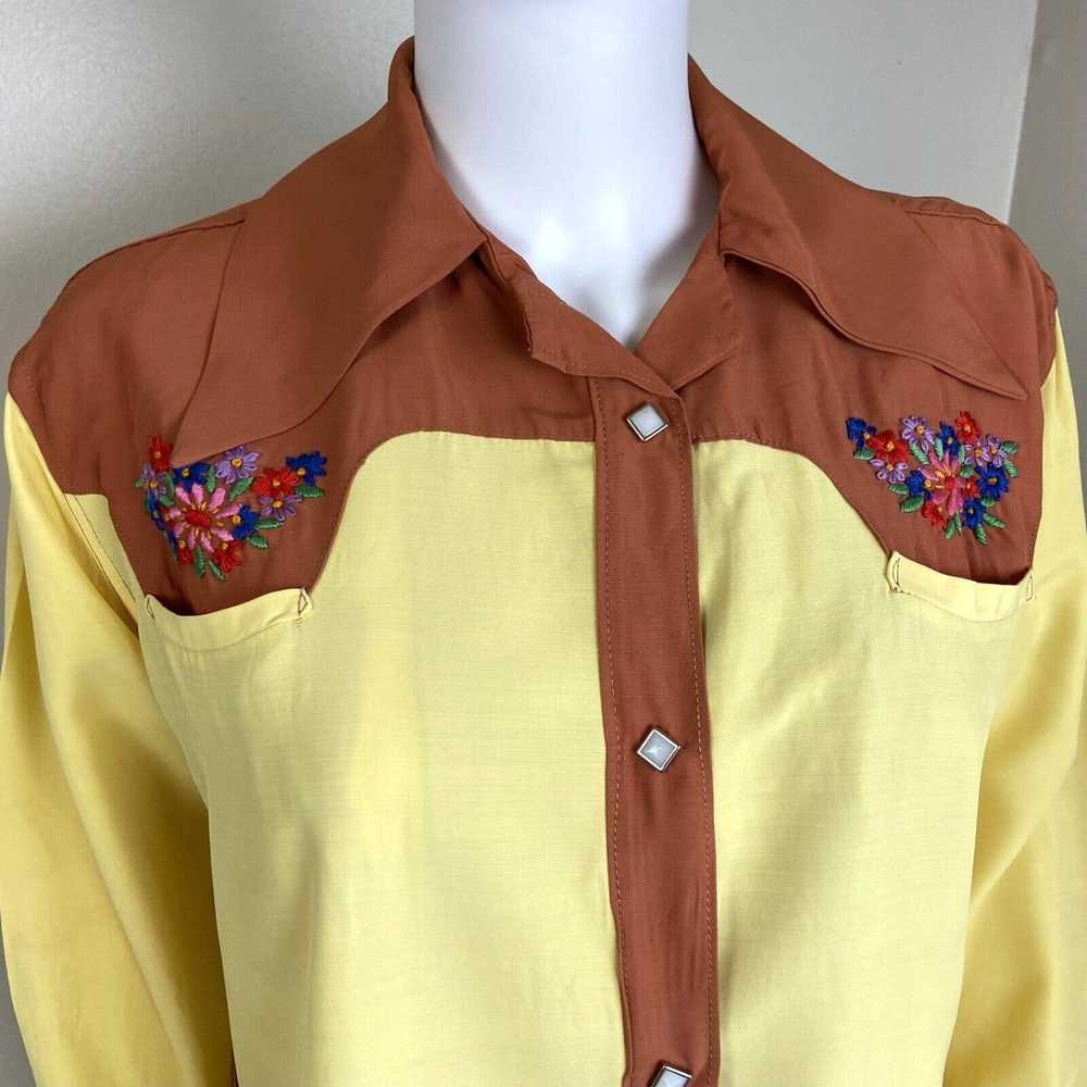 Handmade Vintage 40s 50s Embroidered Floral Rayon… - image 5