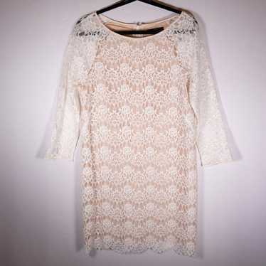 Tibi Tibi Allover Semi Sheer Lace Crochet Quarter 