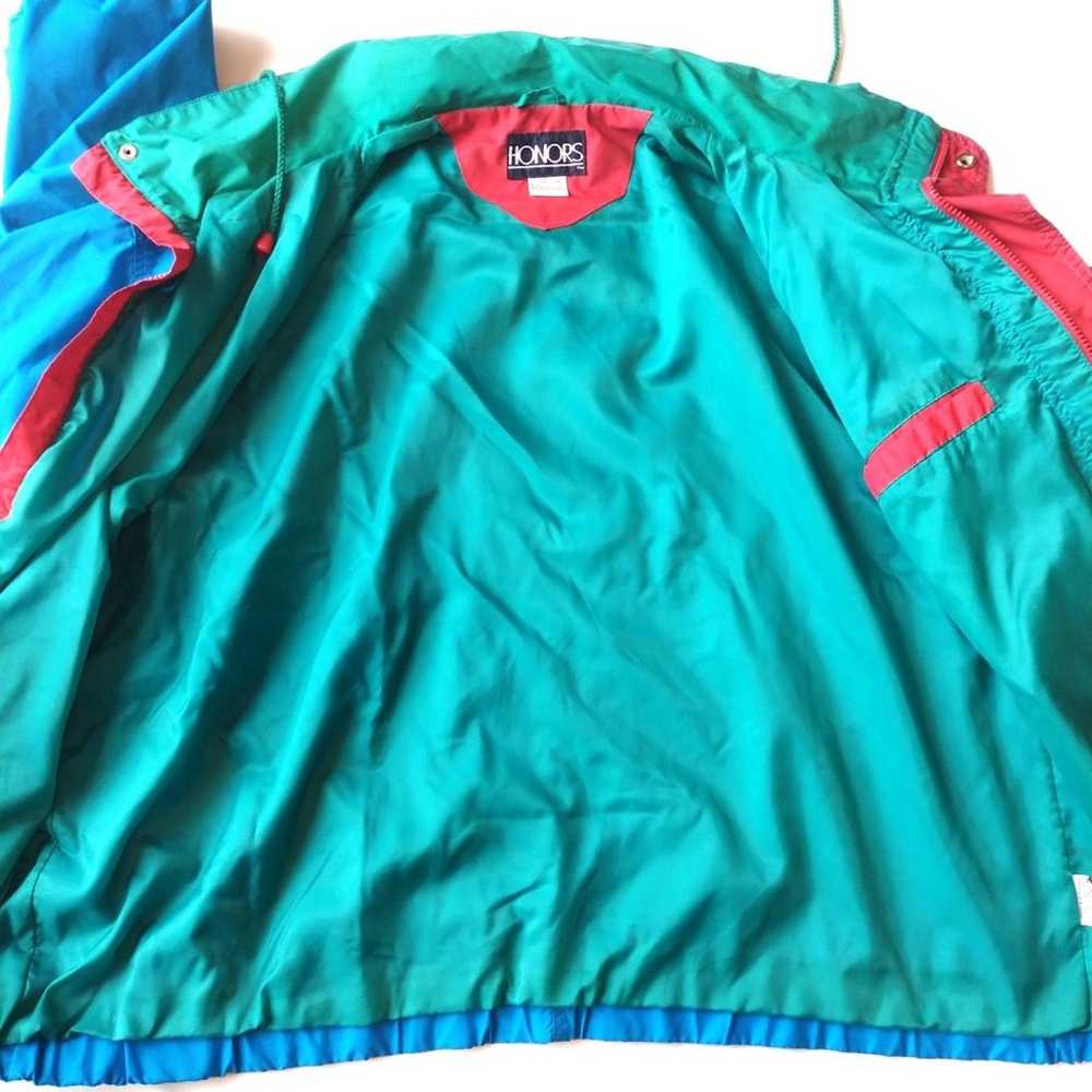 vintage 90s Honors windbreaker Blue Green & Red S… - image 4